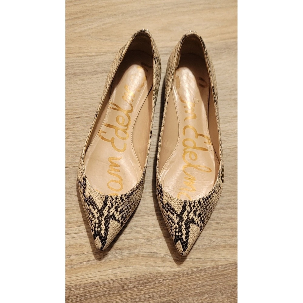 Sam Edelman Women's Sally Snake-Print Pointed Toe Flats Size 7.5 M‎